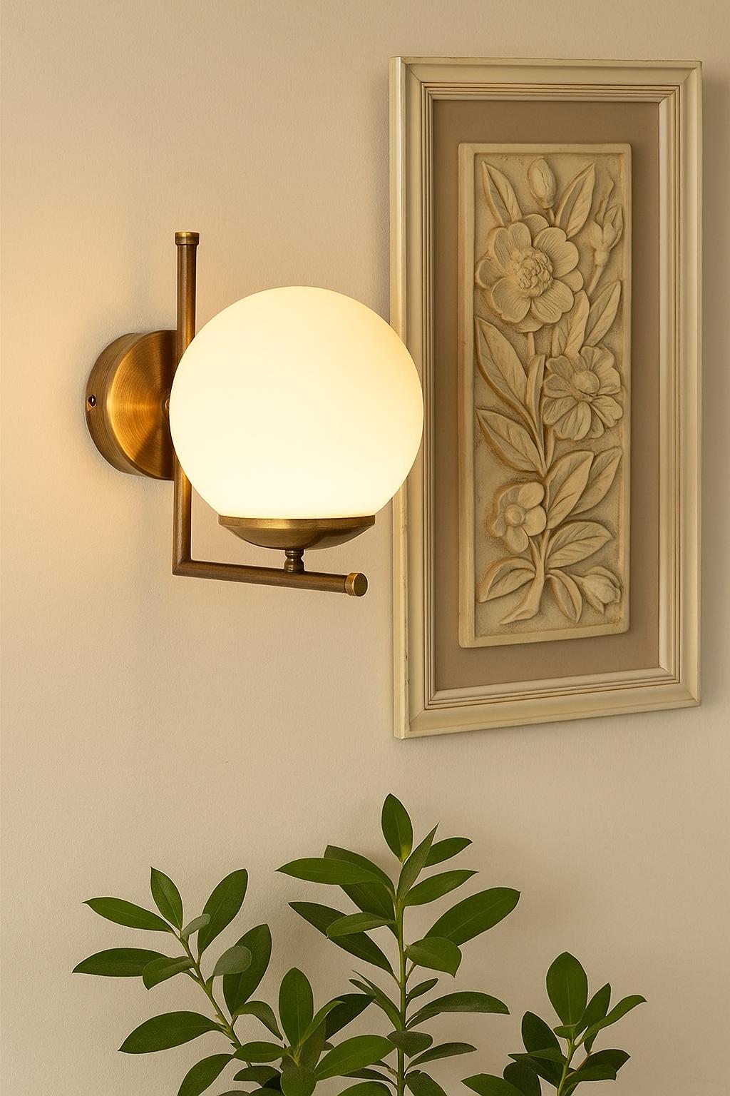Arm Sconce, Antique Globe Glass