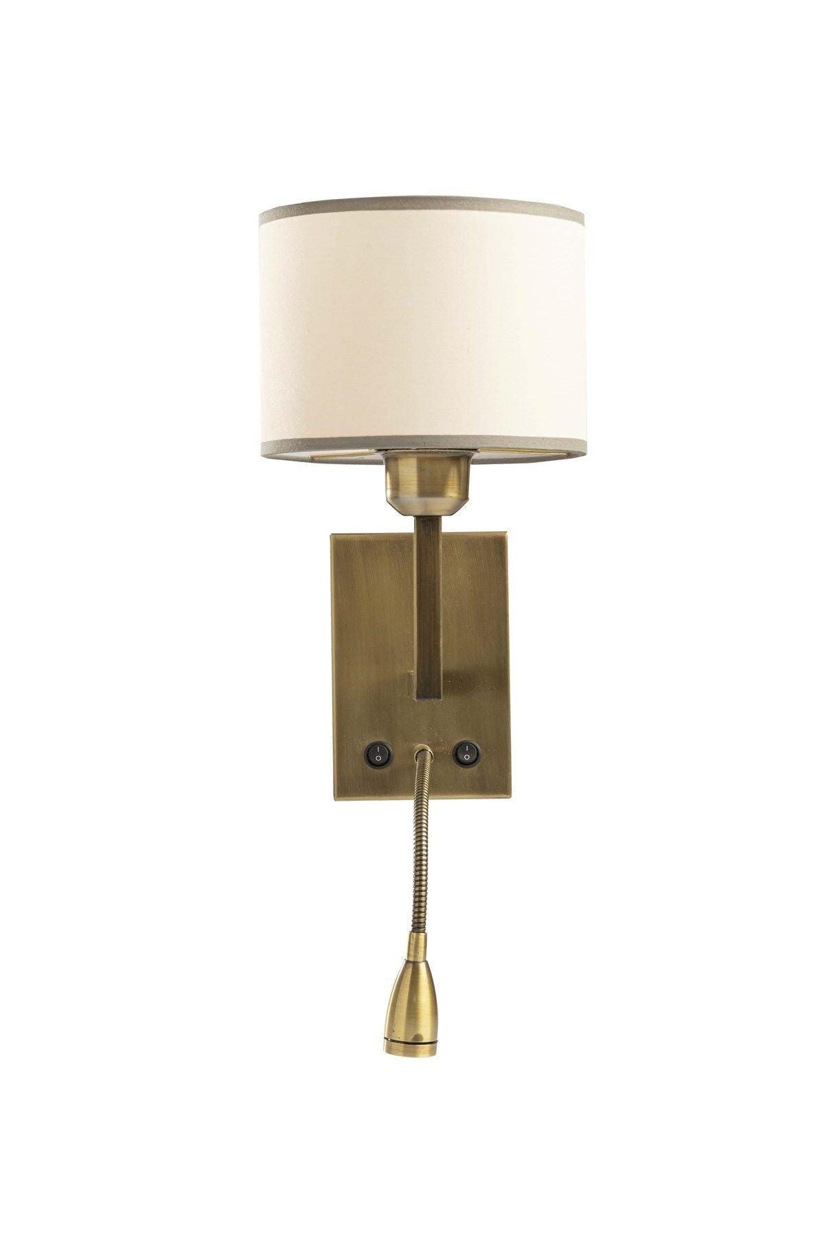 2 Piece Bedside Book Reading Lamp, Wall Mounted Overhead Study Lamps, Up and Down Sconce Pair, E27 Bulb Light Fixture for Bedroom