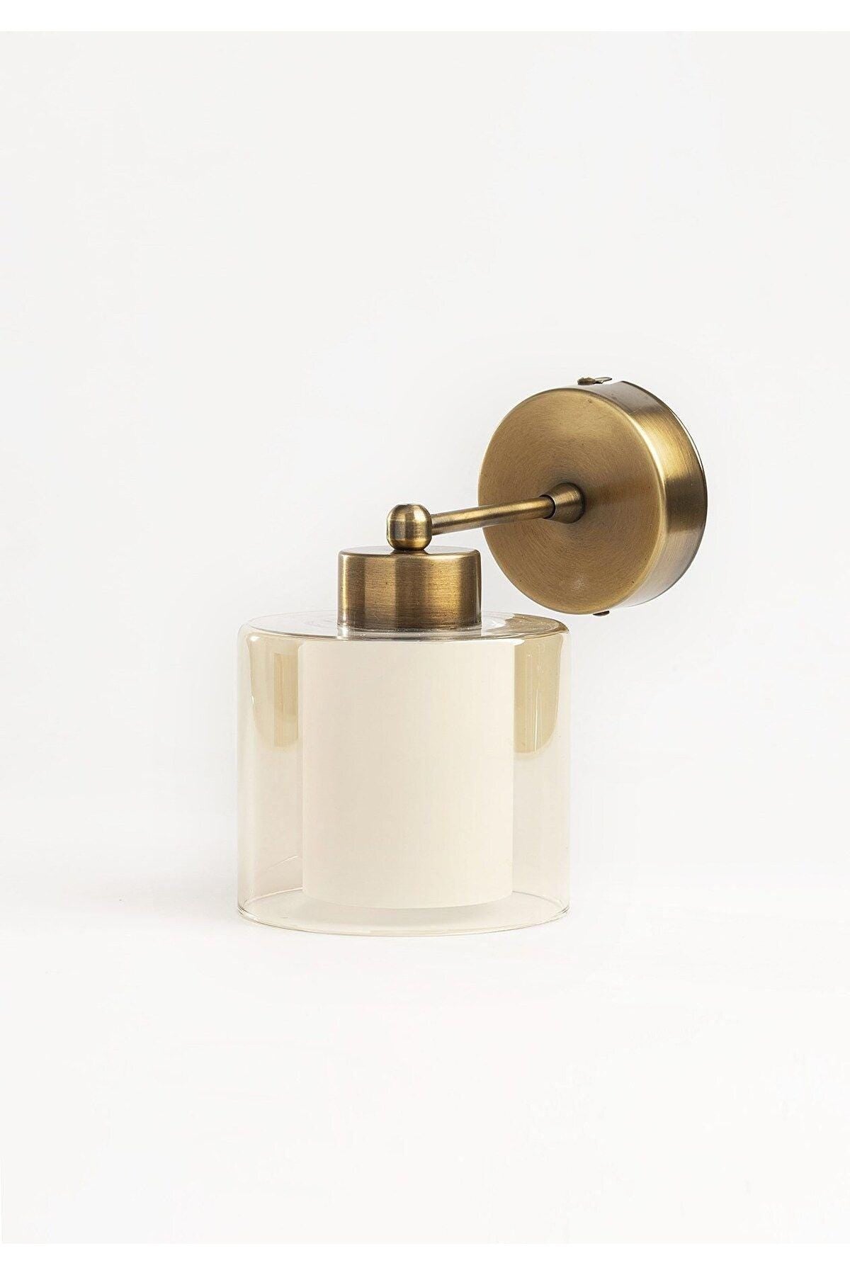 Double Glazed Glass Antique Copper Wall Sconce, Modern Vintage Wall Lamp, Bedside Wall Lighting for Bedroom Vanity Bath Living or Hallway