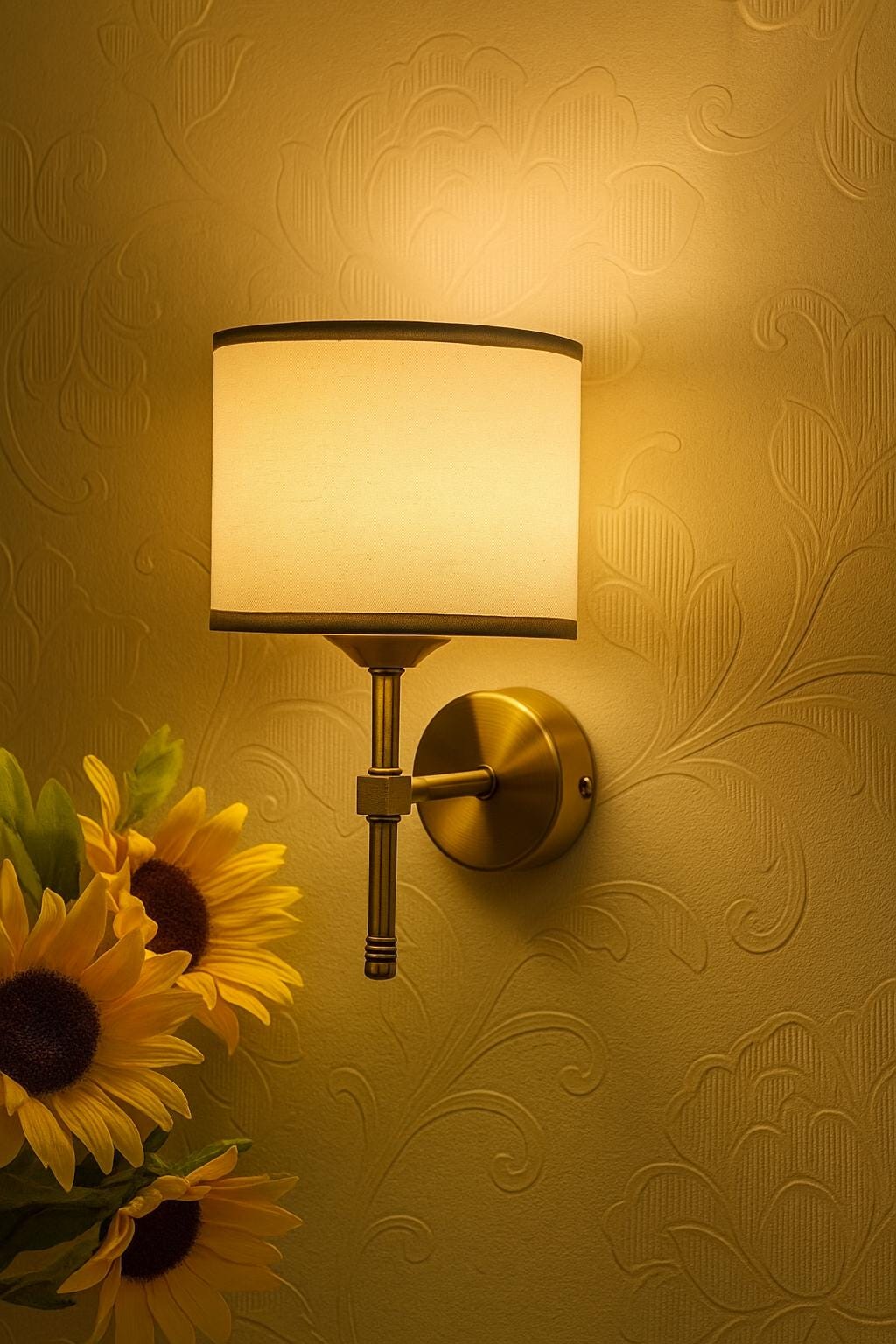 Paris Lampshade and Hat Wall Sconce Antique Yellow