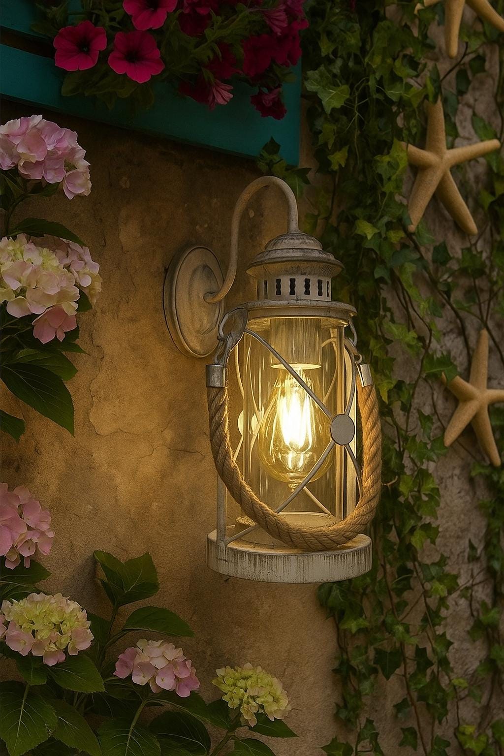 Sailor Rope Pendant, Mini Swing Arm Wall Sconce, Outdoor Wall Mount Porch/Yard/Patio Light, Exterior Lantern