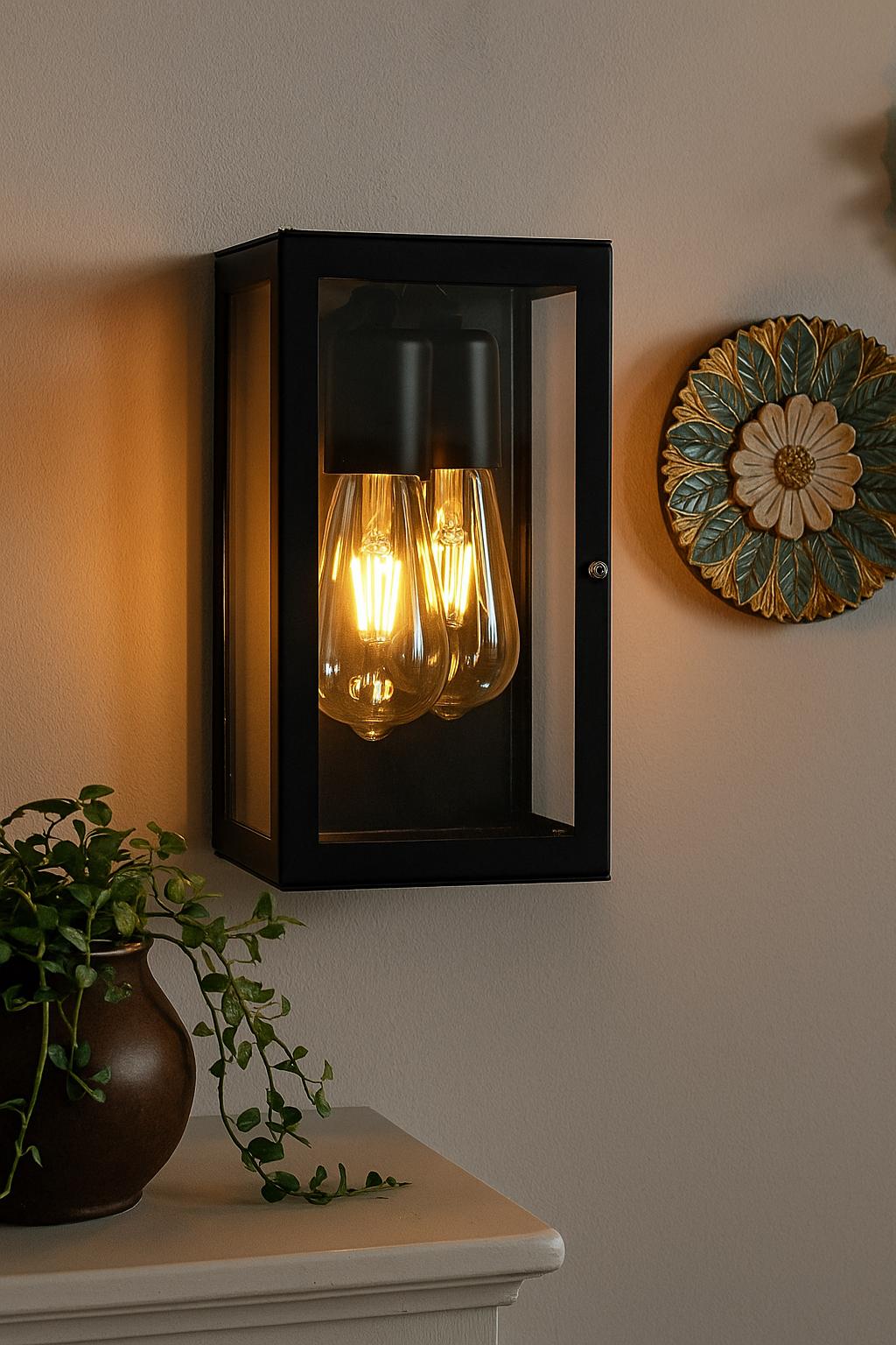 SIENA - Black Vanity Light, Wall Mounted Bath Sconce, No Cord, Interior Wall Lights