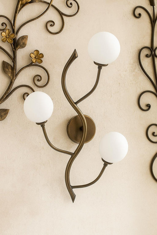 Branch Lamp Wall Fixture, Triple Led Light Sconce, Antique Bronze Metallic Lighting, Nature Inspired Home Decor, Wall Mounted