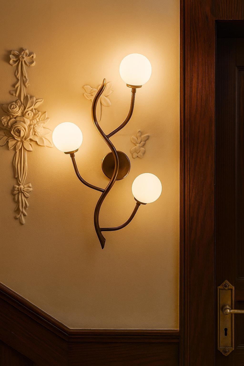 Branch Lamp Wall Fixture, Triple Led Light Sconce, Antique Bronze Metallic Lighting, Nature Inspired Home Decor, Wall Mounted