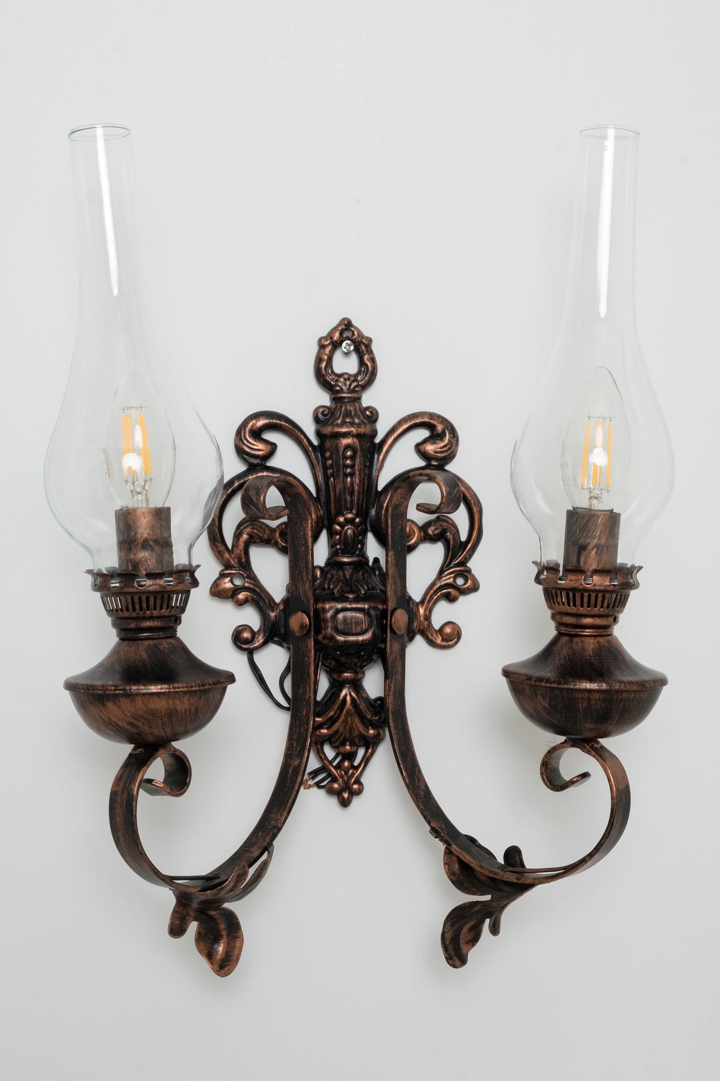 Wrought Iron Nostalgic Lamp Set, Electric Gas Wall Lamp, Double E14 Bulb Sconce, Light Fixtures Wall Mount,Interior Wall Lighting