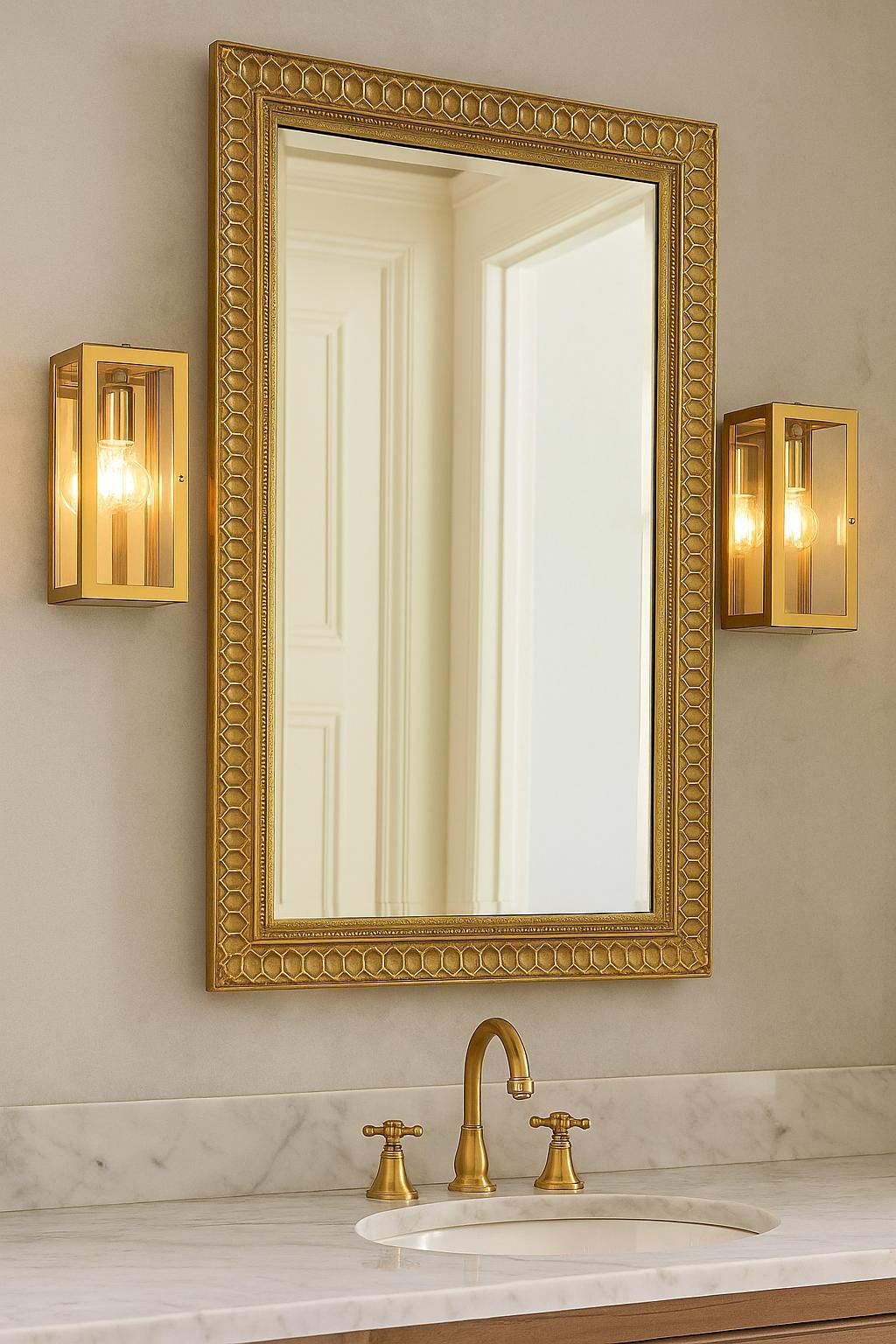 SIENA - Gold Vanity Light, Wall Mounted Bath Sconce, No Cord, Interior Wall Lights