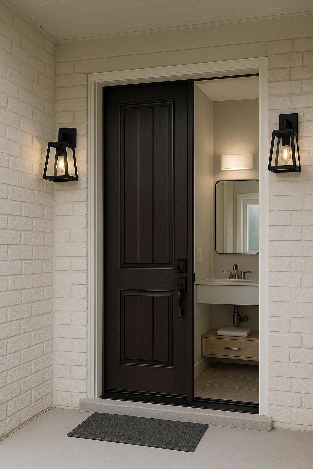 MILAN - Modern Wall Mounted Light, Black Front Door Wall Light with Clear Glass, Metal Porch and Entryway Sconce, Contemporary Wall Fixture