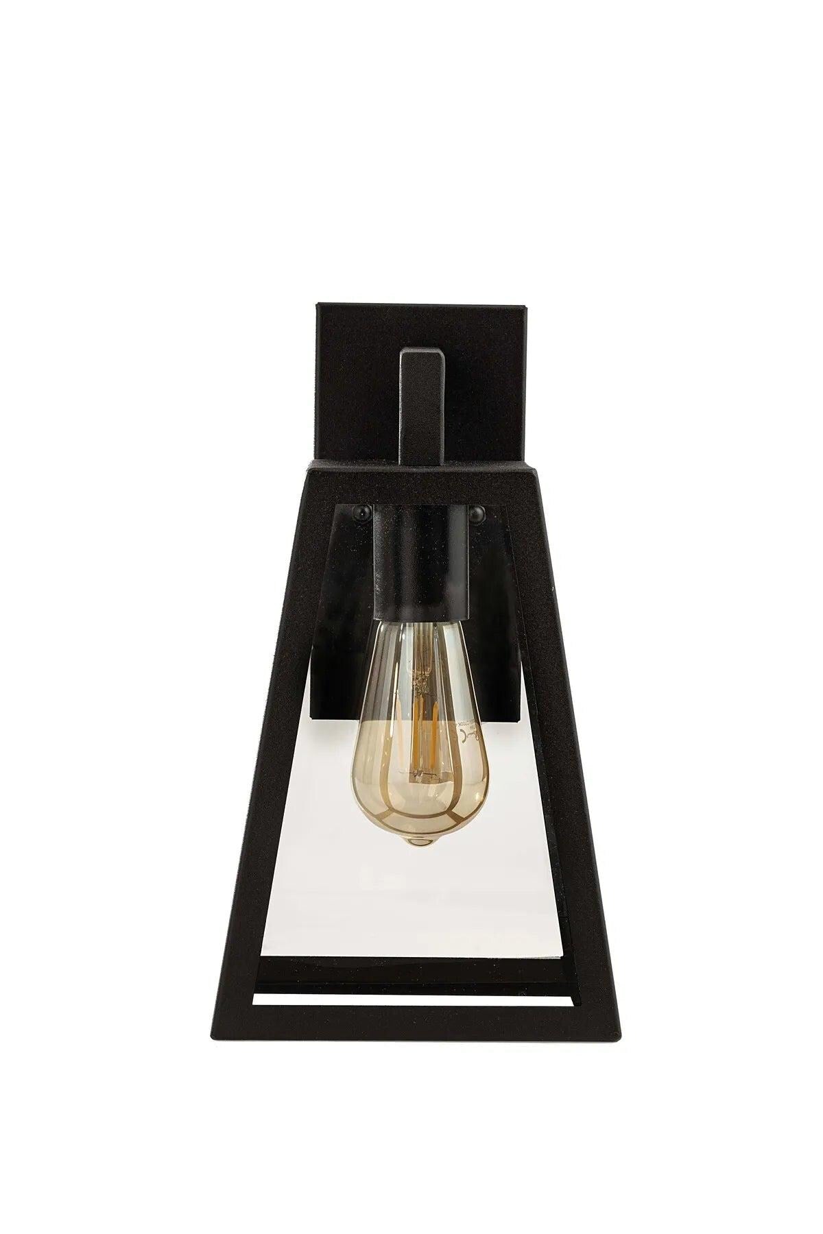 MILAN - Modern Wall Mounted Light, Black Front Door Wall Light with Clear Glass, Metal Porch and Entryway Sconce, Contemporary Wall Fixture