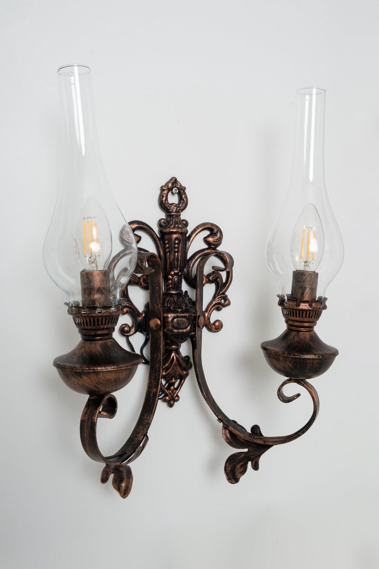 Wrought Iron Nostalgic Lamp Set, Electric Gas Wall Lamp, Double E14 Bulb Sconce, Light Fixtures Wall Mount,Interior Wall Lighting