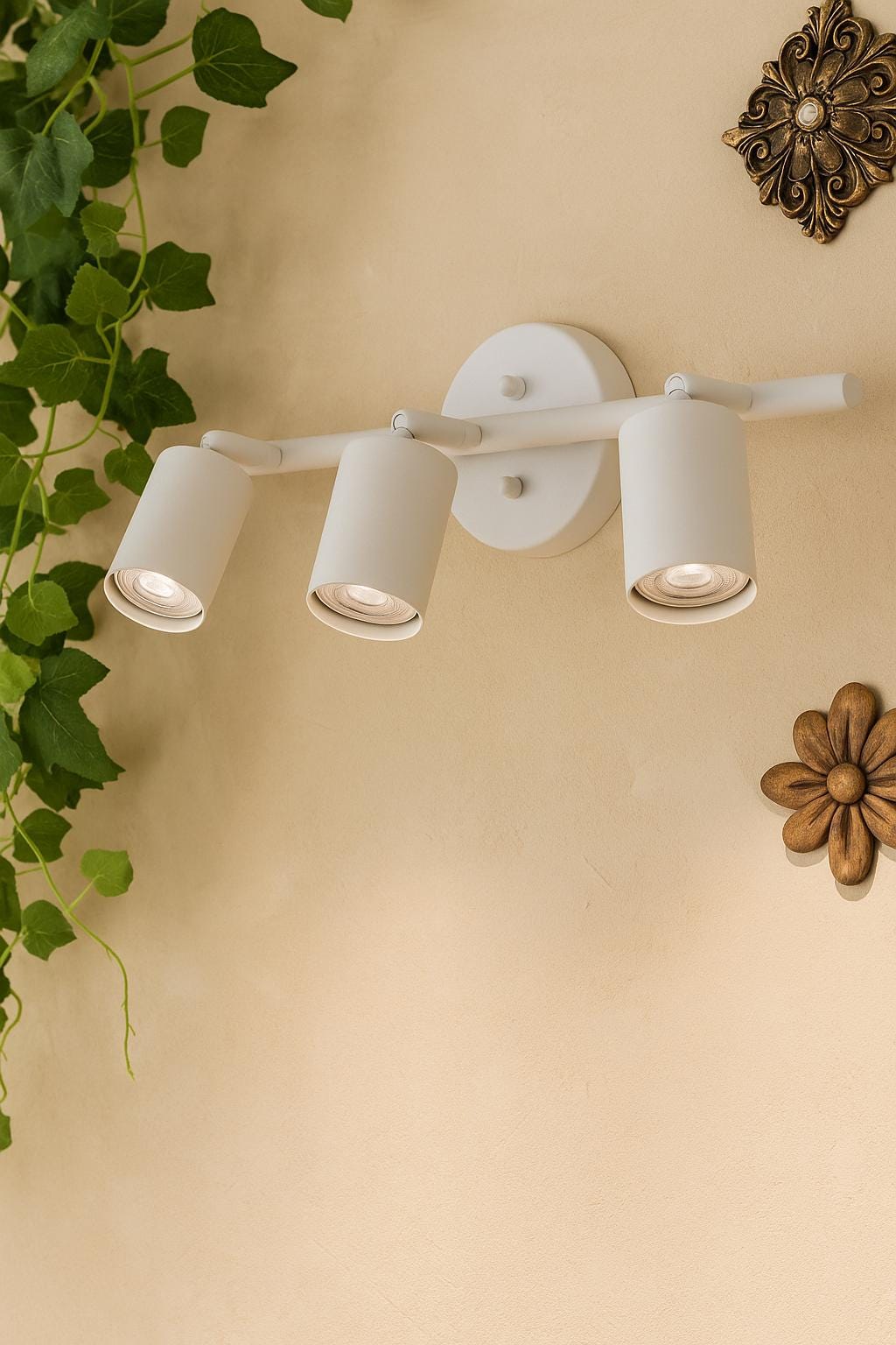 Eslitme Spotlight Wall Lamp White with 3 Spotlights GU10 Bulb Included
