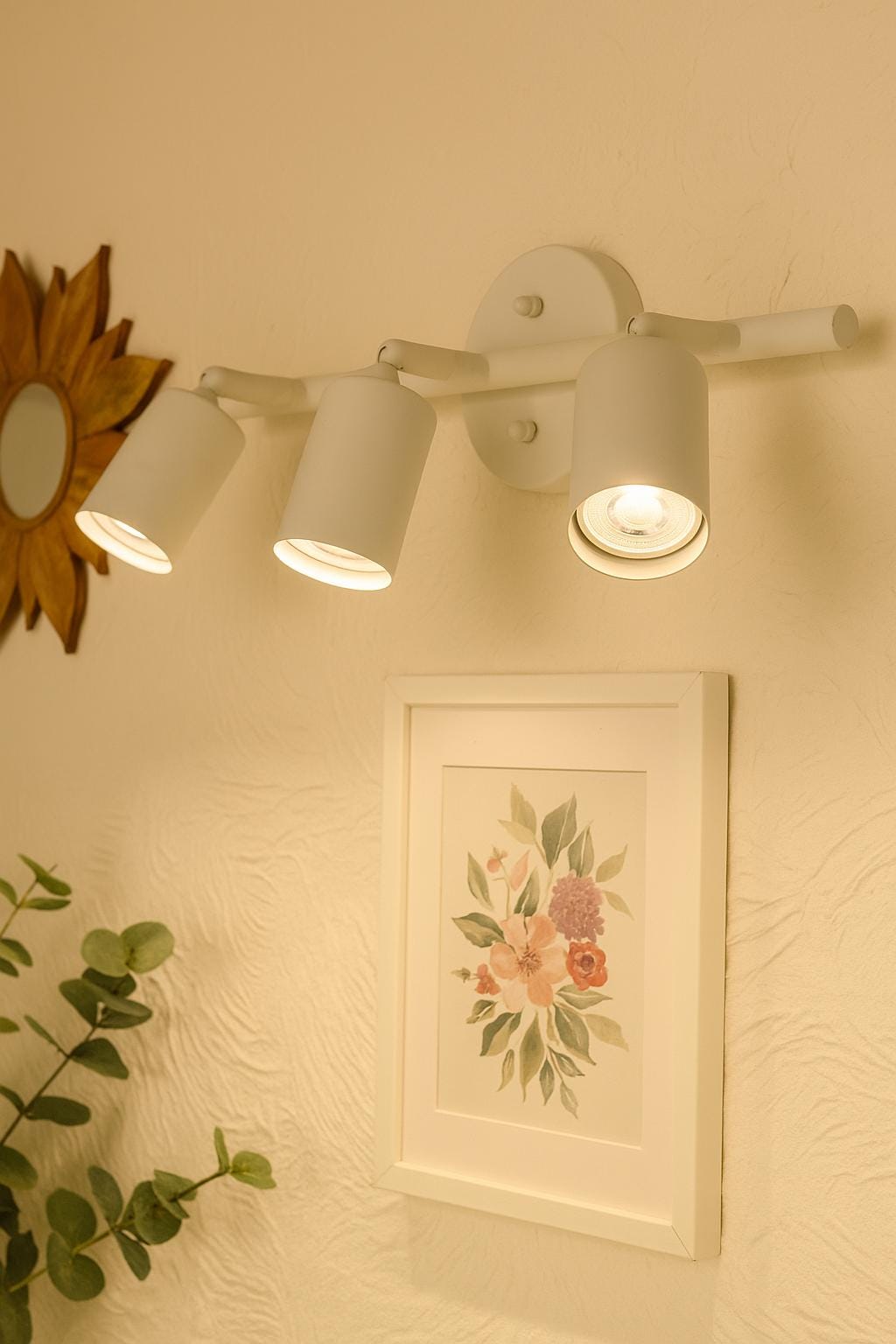 Eslitme Spotlight Wall Lamp White with 3 Spotlights GU10 Bulb Included