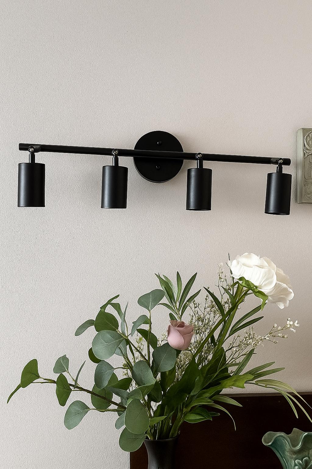 4-Spot GU10 Bulb Included Sports Wall Sconce Black