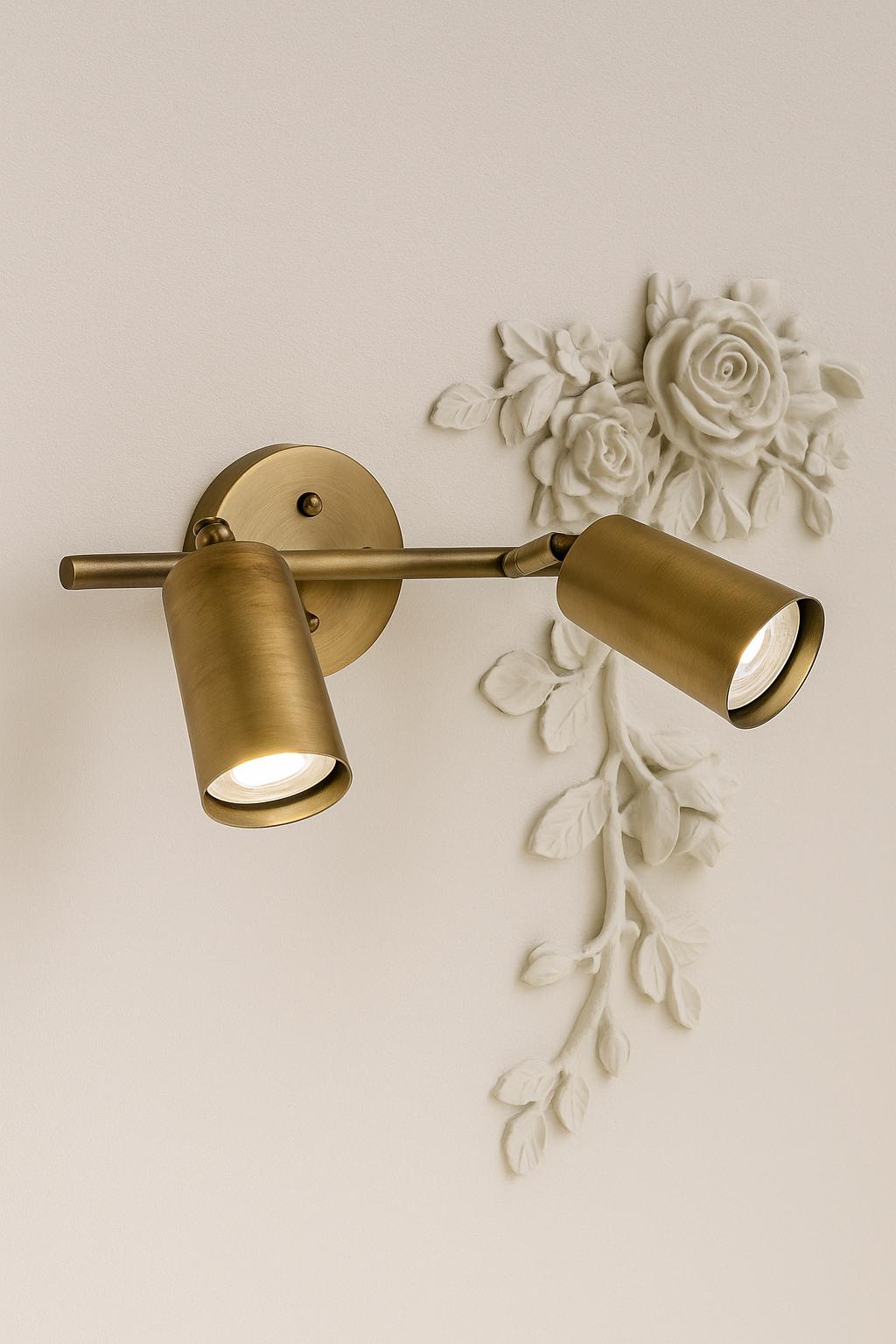 2 Spotlight GU10 Bulb Included Eslitme Wall Sconce Bronze Aging