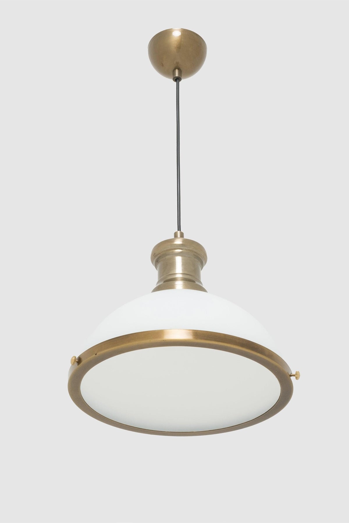 White Glass Pendant Chandelier with Hoop Detail