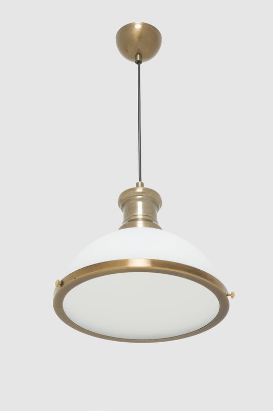 White Glass Pendant Chandelier with Hoop Detail