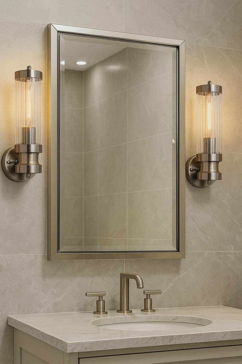 Roman Ribbed Glass Wall Lamp, Wired Wall Light, Minimalist Vanity Wall Lamp, Unique Glass Sconce, Modern Wall Lighting