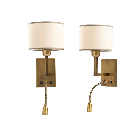 2 Piece Bedside Book Reading Lamp, Wall Mounted Overhead Study Lamps, Up and Down Sconce Pair, E27 Bulb Light Fixture for Bedroom