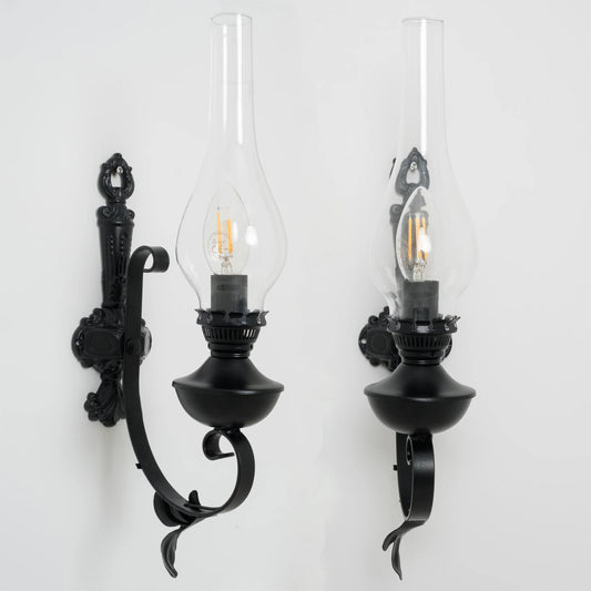 Wrought Iron Sconce Light Set of 2, Two Piece Wall Mounted Lamp Pair, Nostalgia Home Decor Indoor Lighting Lantern, Vintage Aesthetic