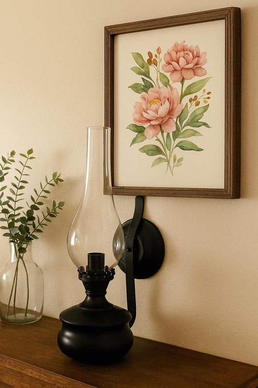 Black Glass Lamp, Colonical Wall Sconce, Vintage Inspired Wall Mounted Lantern