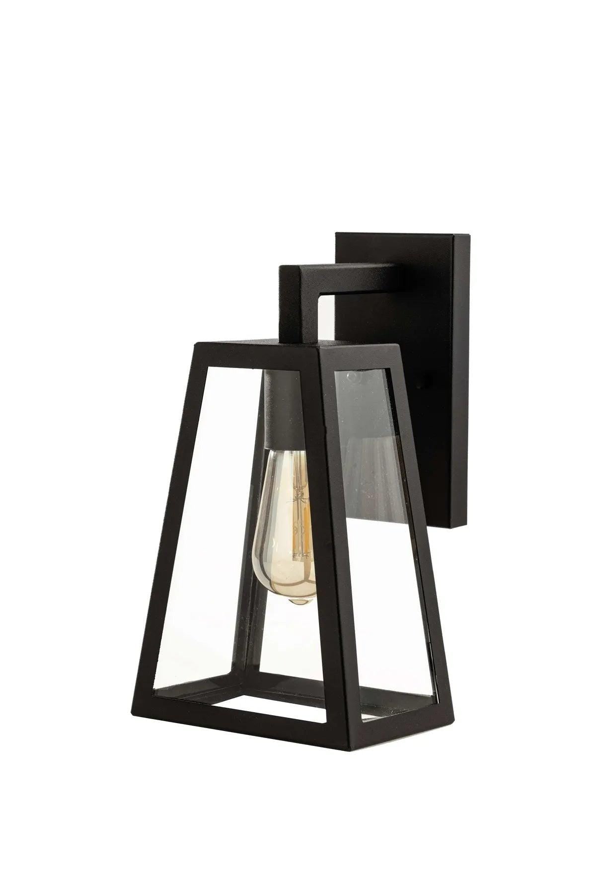 MILAN - Modern Wall Mounted Light, Black Front Door Wall Light with Clear Glass, Metal Porch and Entryway Sconce, Contemporary Wall Fixture