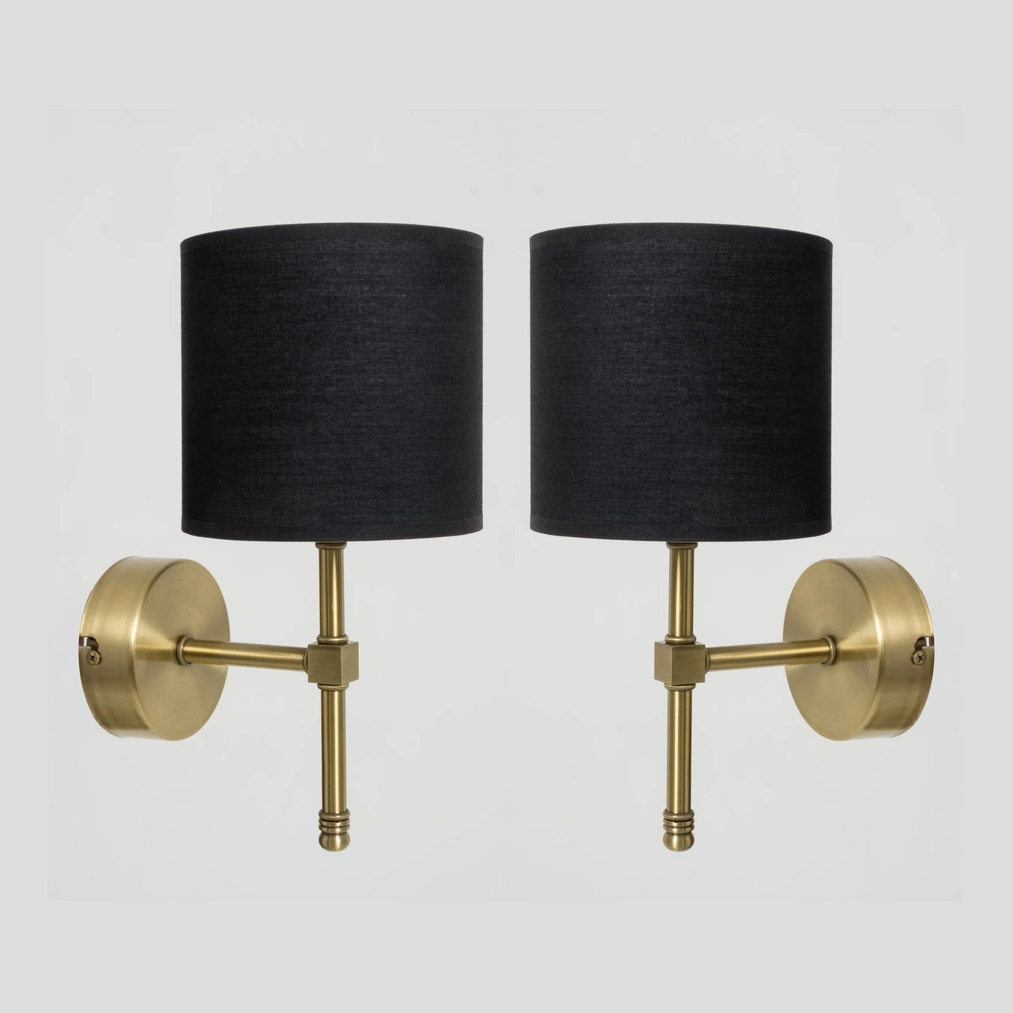 Paris Light Sconce Set of 2, Two Piece Lamp Pair with Shade, Hallway Decor Wall Mount Lighting Fixtures, Antique Yellow & Black